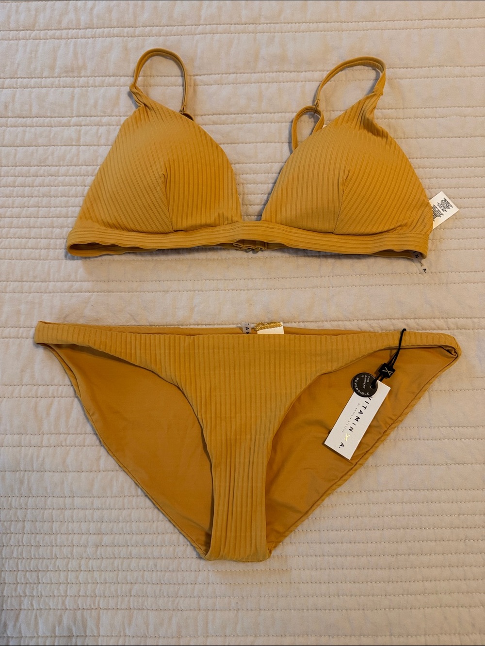 Vitamin A Reversible Ribbed Triangle Bikini